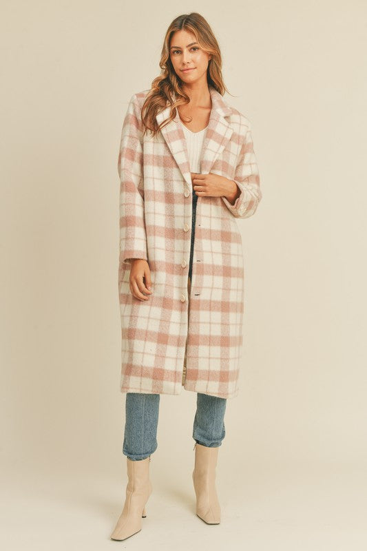 Tan clearance plaid coat