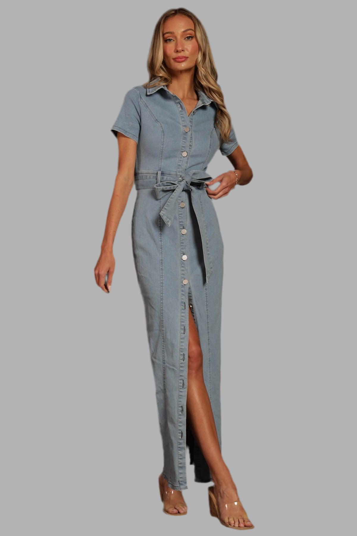 DENIM BUTTON UP DRESS