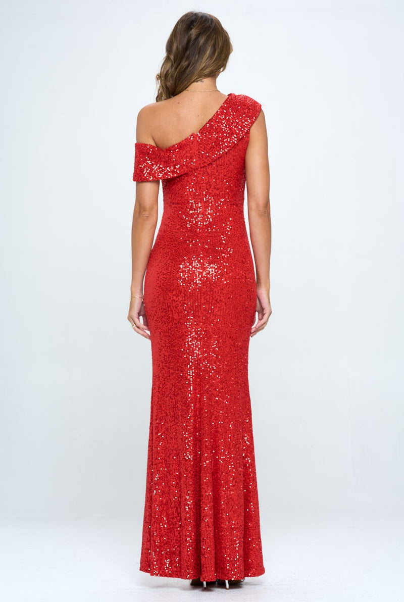 RHIANNA RED SEQUIN GOWN