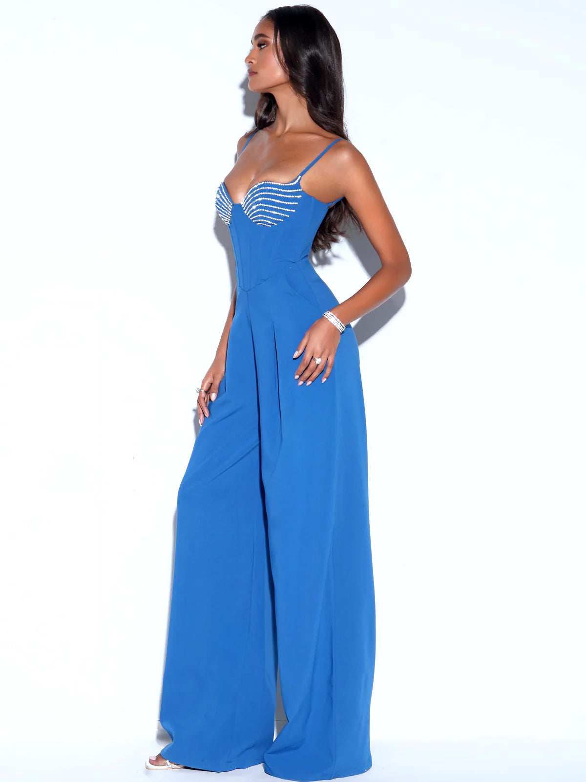 VANESSA BLUE CORSET JUMPSUIT