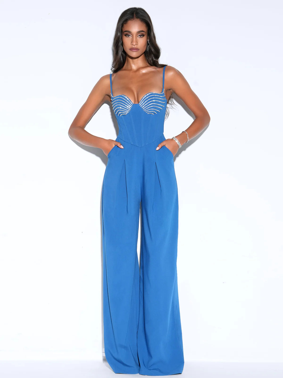 VANESSA BLUE CORSET JUMPSUIT