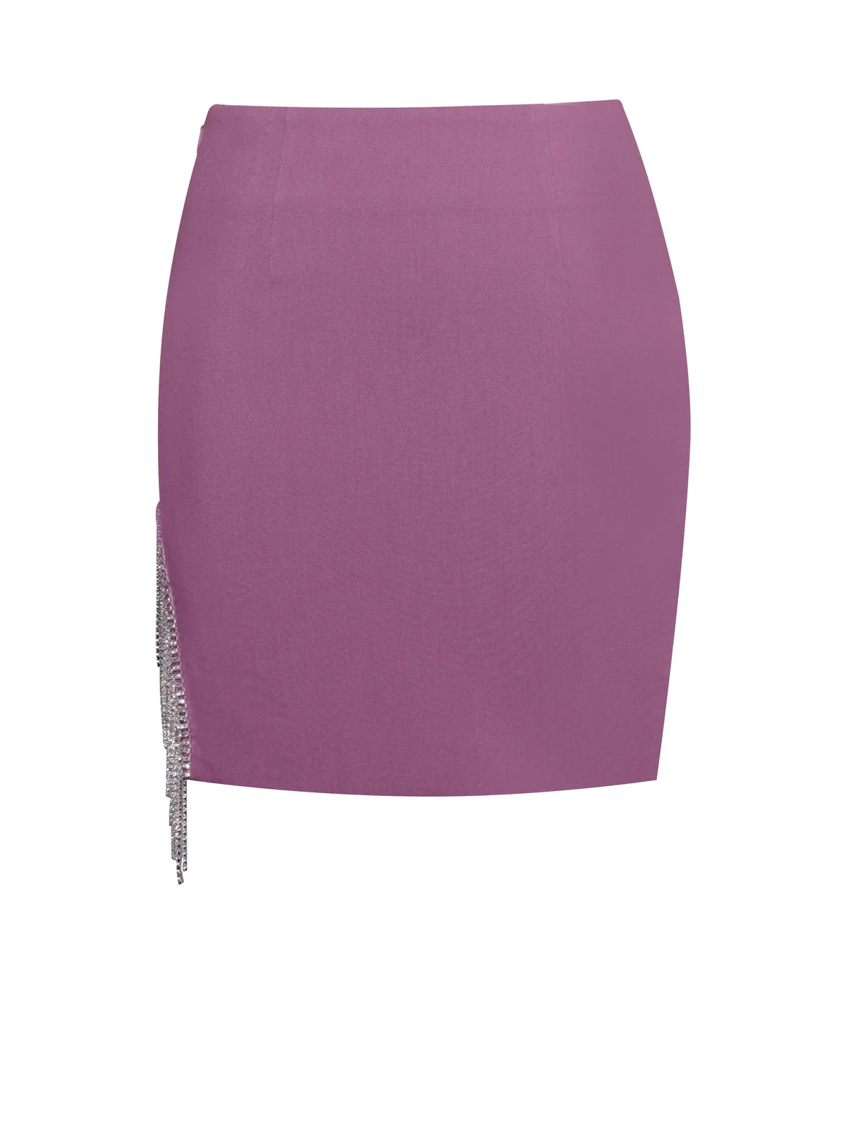 MIA MAUVE CRYSTAL FRINGE MINI SKIRT