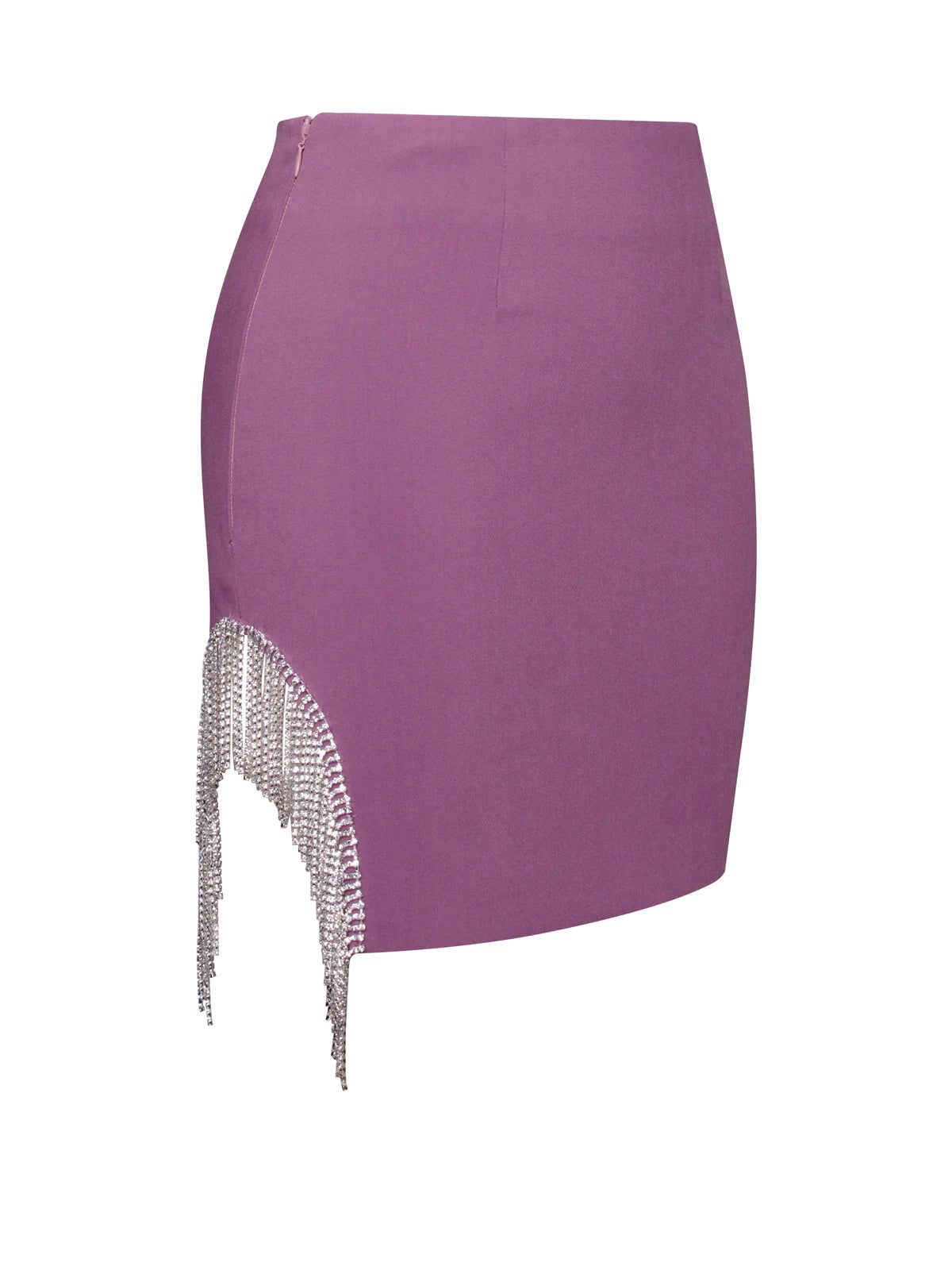 MIA MAUVE CRYSTAL FRINGE MINI SKIRT