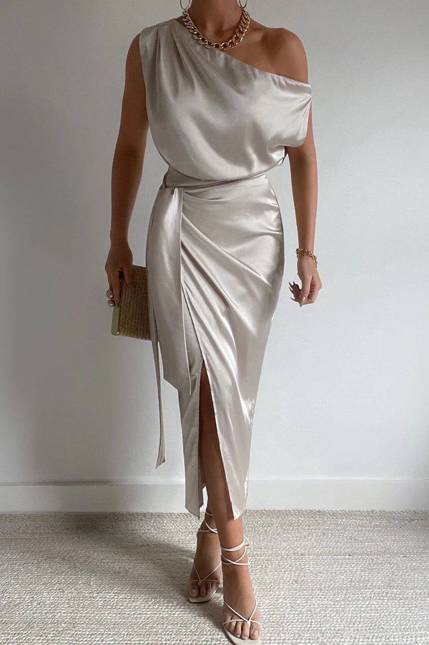 CHARLIZE CHAMPAGNE MIDI DRESS