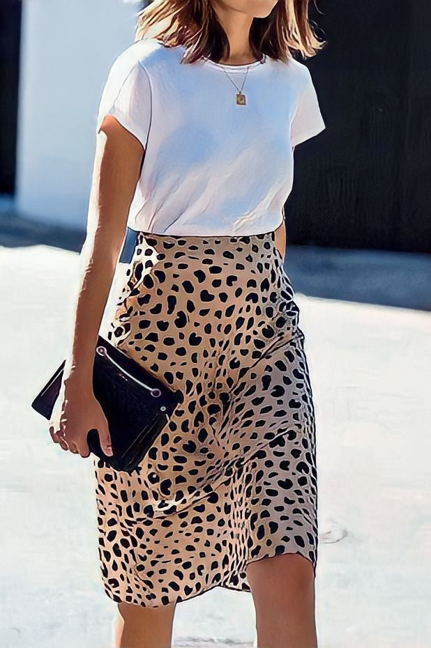 LENI LEOPARD MIDI SKIRT