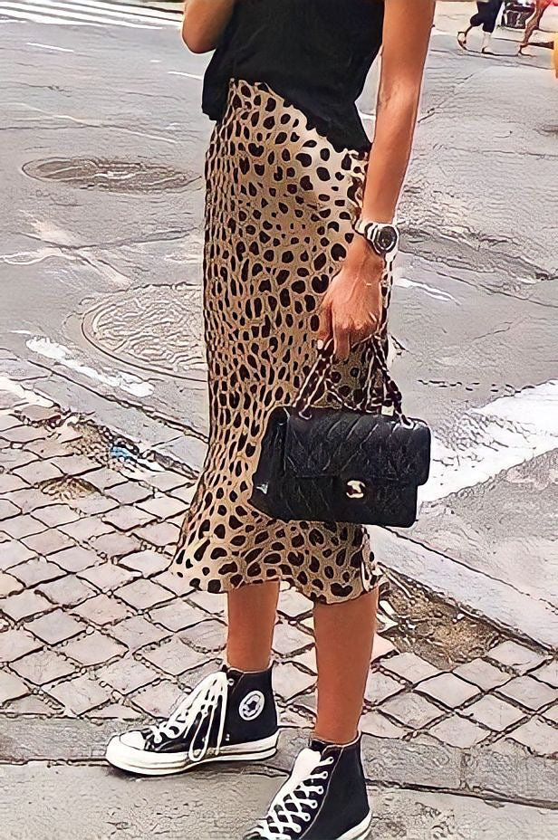 LENI LEOPARD MIDI SKIRT