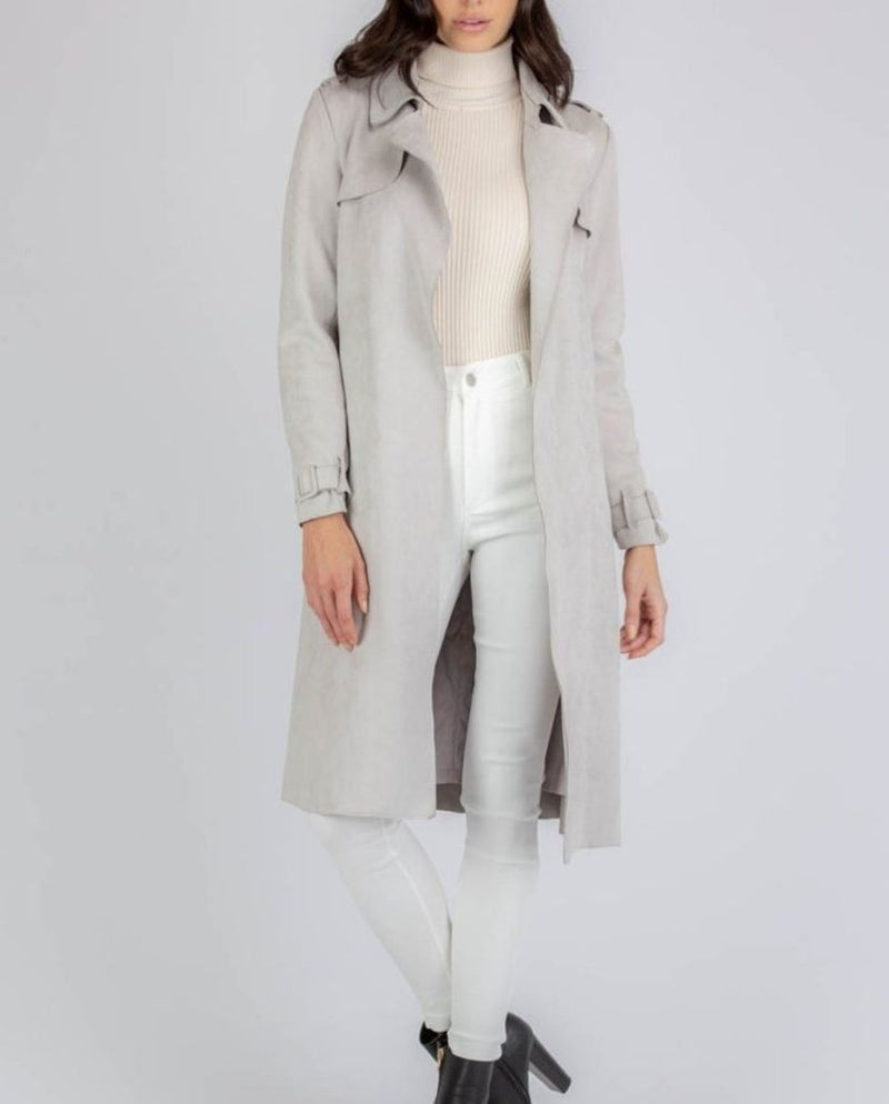 FAUX SUEDE GREY TRENCH