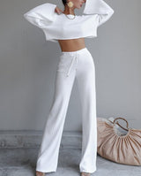WEAVER PANT AND CROP SET WHITE