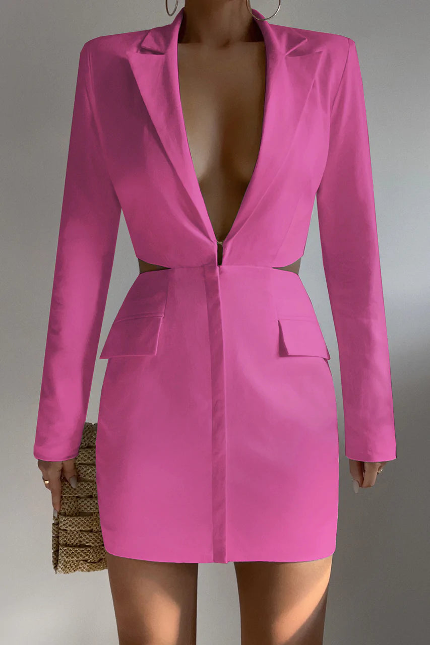 JULIA BLAZER DRESS HOT PINK